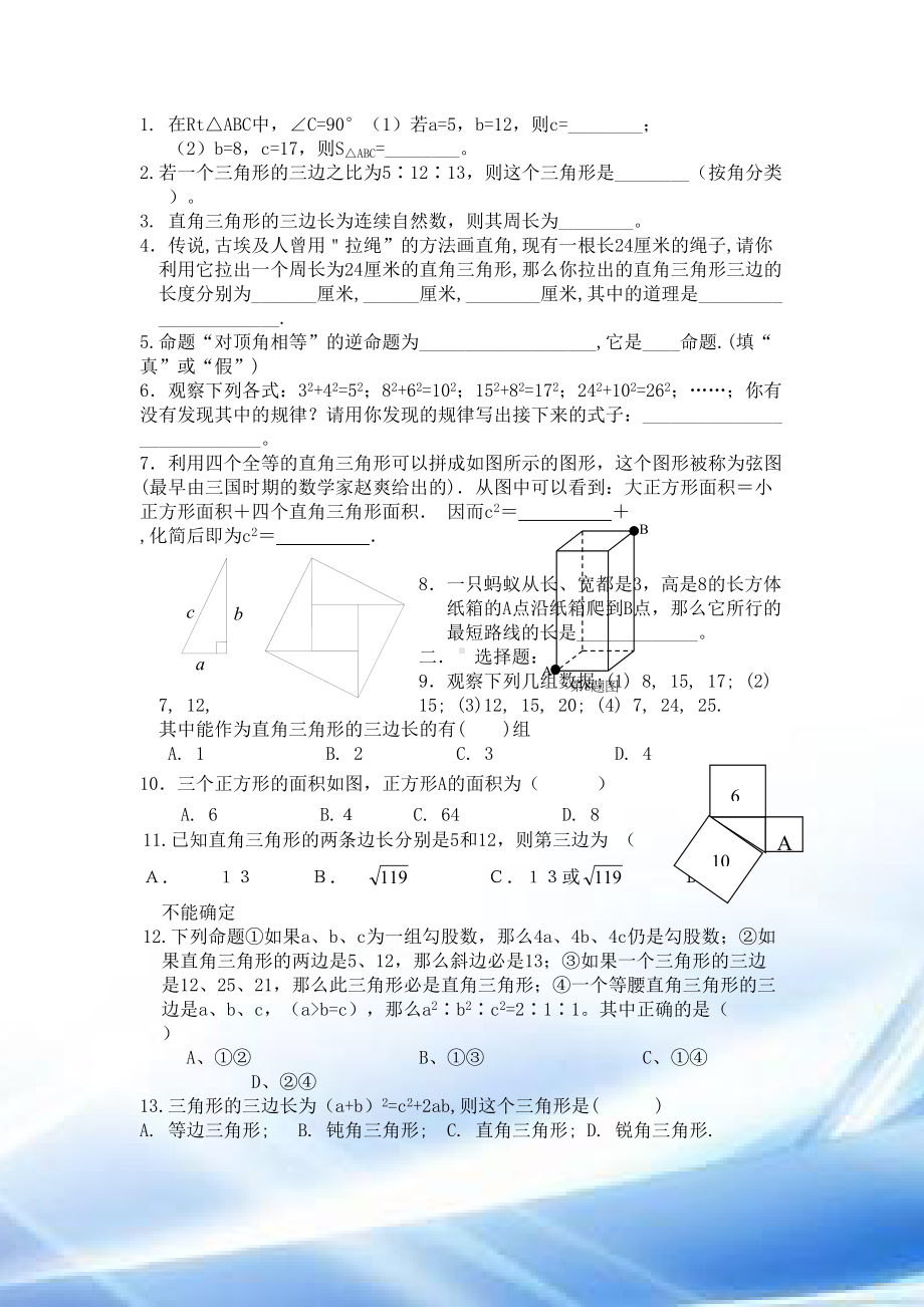 苏教版八年级上册数学勾股定理精选试题(DOC 8页).doc_第2页