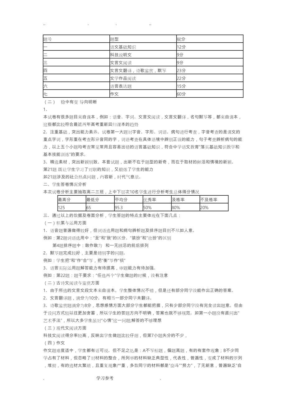 高二语文第一次月考试卷分析(DOC 11页).doc_第3页