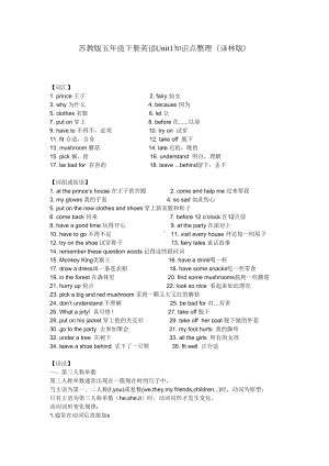 苏教版五年级下册英语Unit1知识点整理(DOC 5页).doc