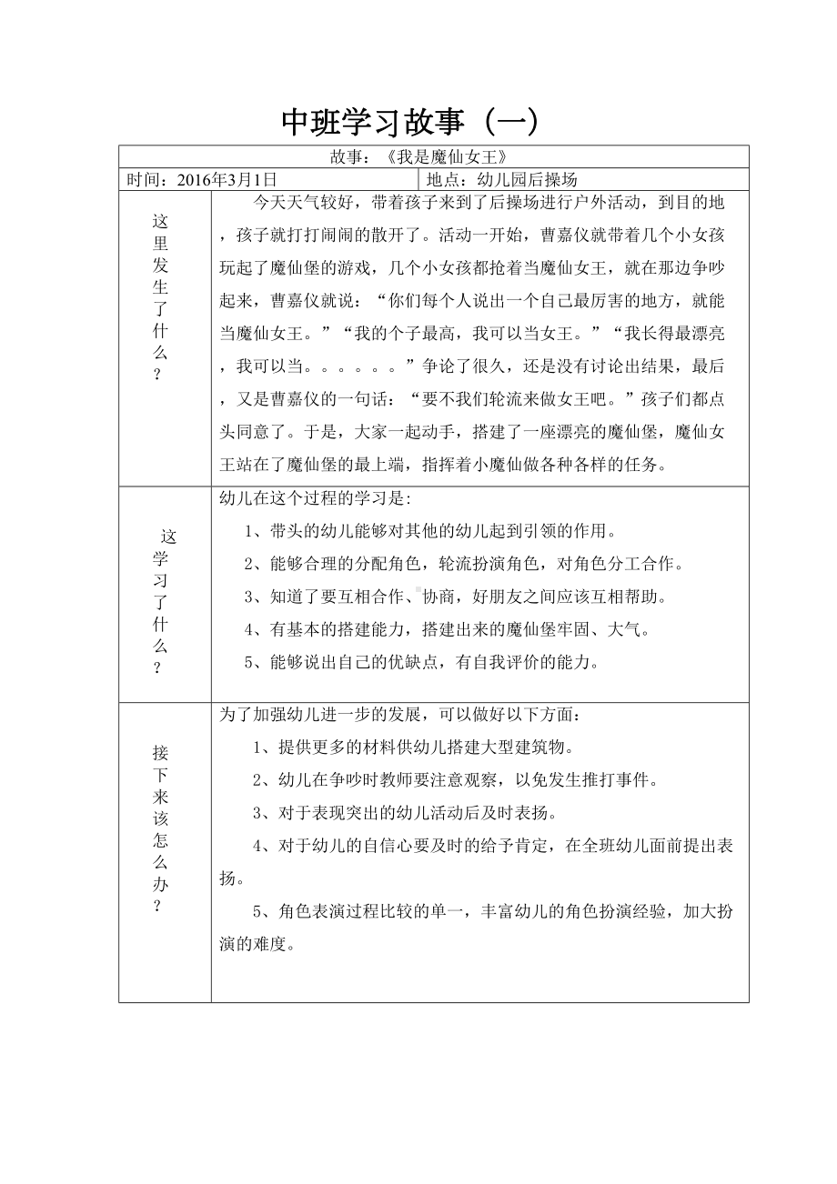 幼儿园中班下学期学习故事课案(DOC 12页).doc_第1页