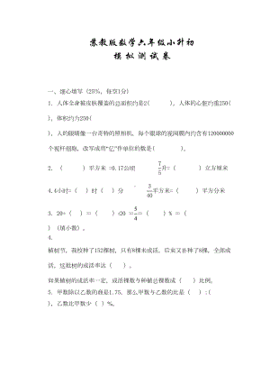 苏教版六年级小升初数学测试题(附答案)(DOC 10页).doc