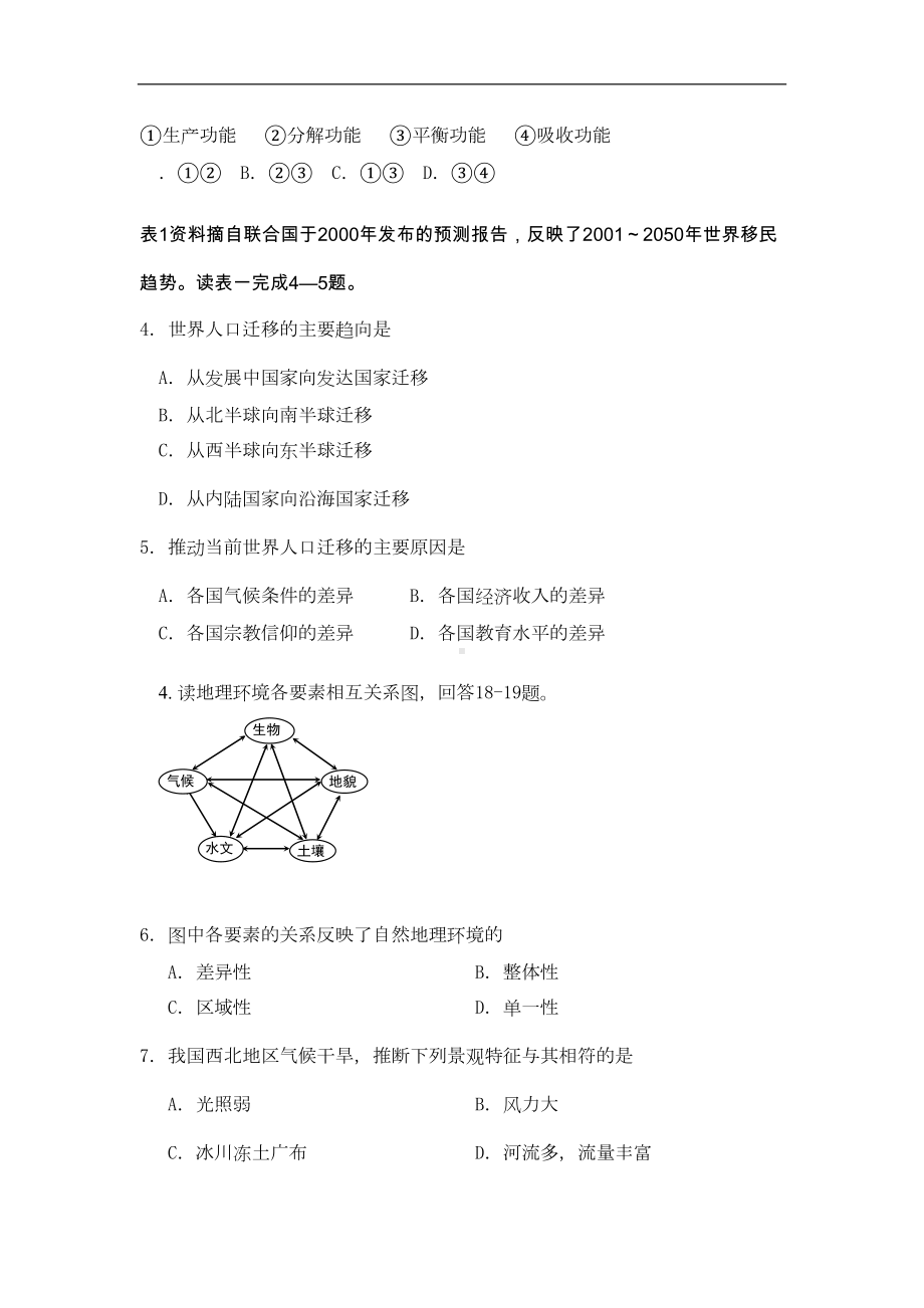 高一地理自然地理环境的整体性与差异性练习题1(DOC 12页).doc_第2页