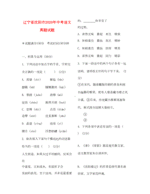 辽宁省沈阳市2020年中考语文真题试题(含答案)(DOC 11页).doc