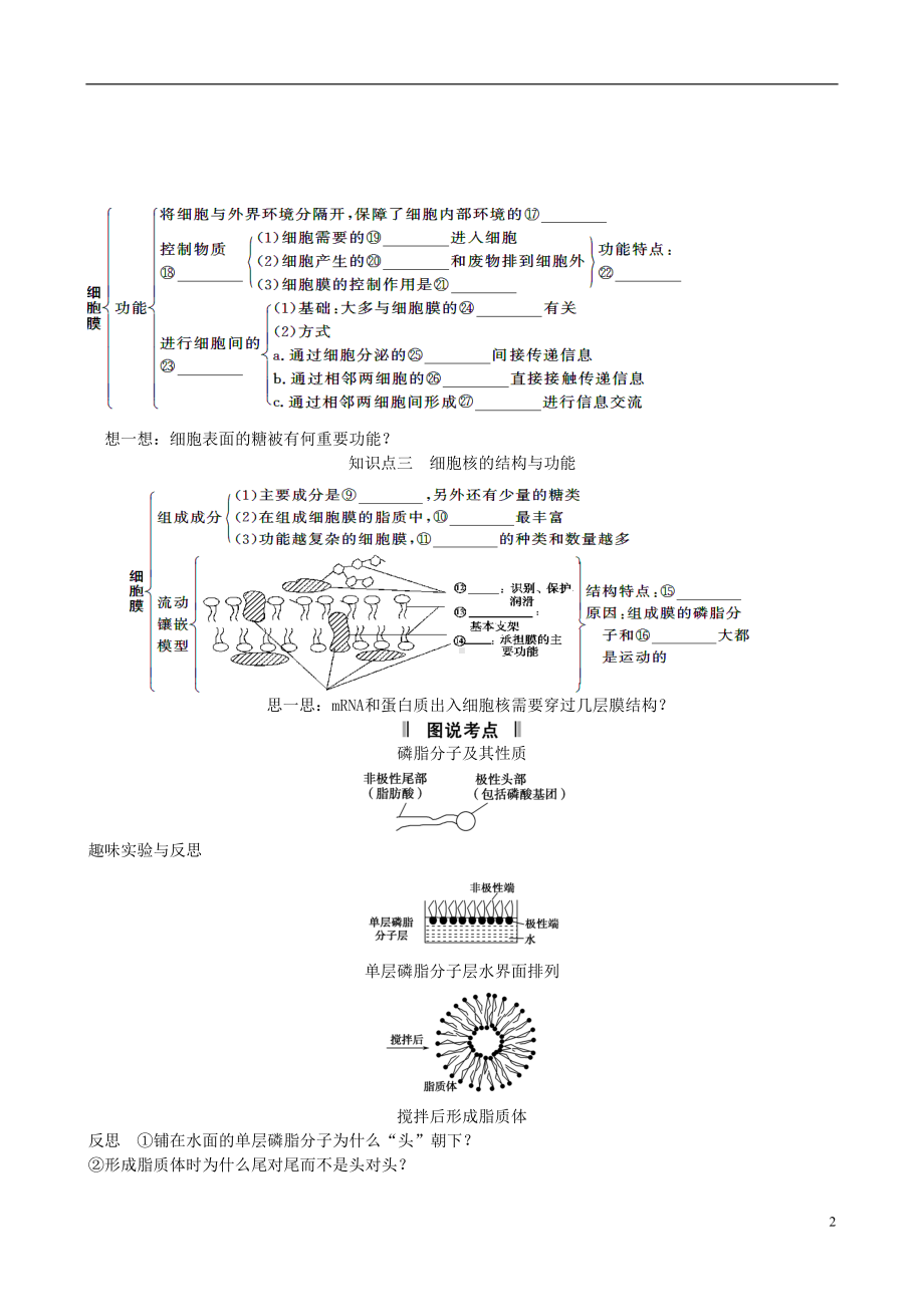 高考生物一轮复习-第1讲-细胞膜与细胞核学案-必修1(DOC 14页).doc_第2页