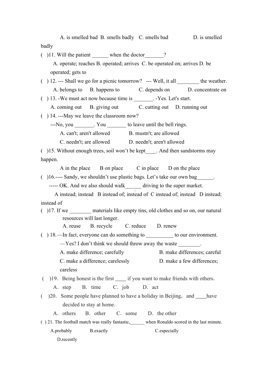 译林版牛津英语8B-Unit-8-期末复习练习题(有答案)(DOC 11页).doc_第2页