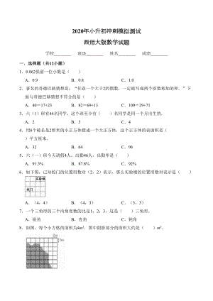 西师大版小升初数学考试卷(含答案)(DOC 16页).doc