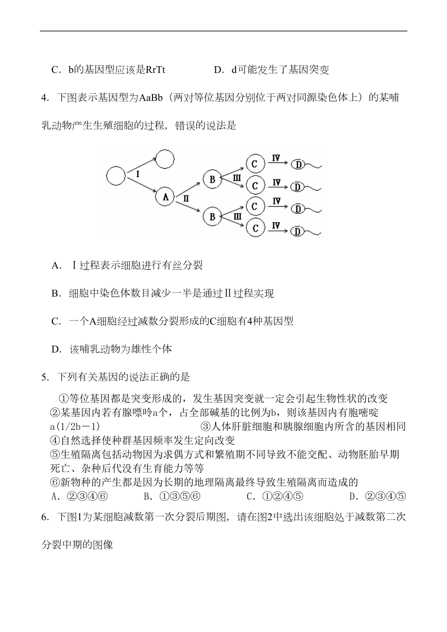 高考生物专题训练试题遗传变异(DOC 49页).doc_第2页