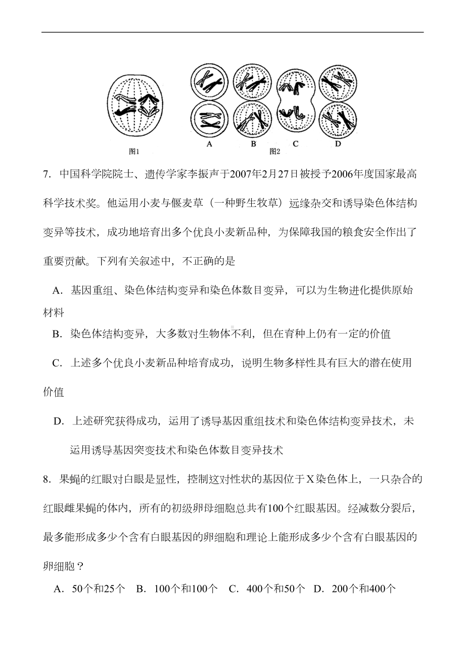 高考生物专题训练试题遗传变异(DOC 49页).doc_第3页