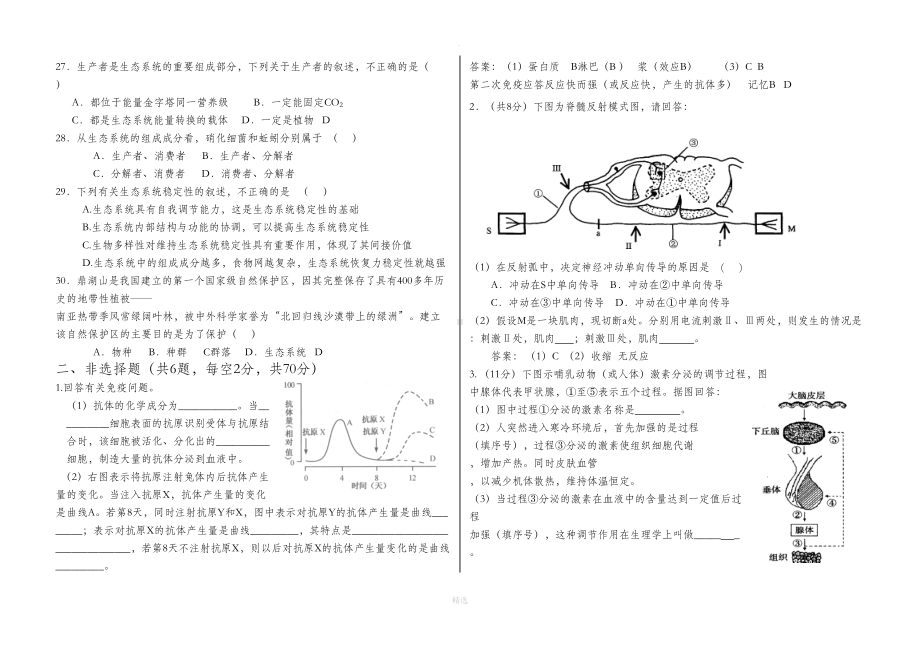 高中生物必修三期末考试题(DOC 7页).doc_第3页