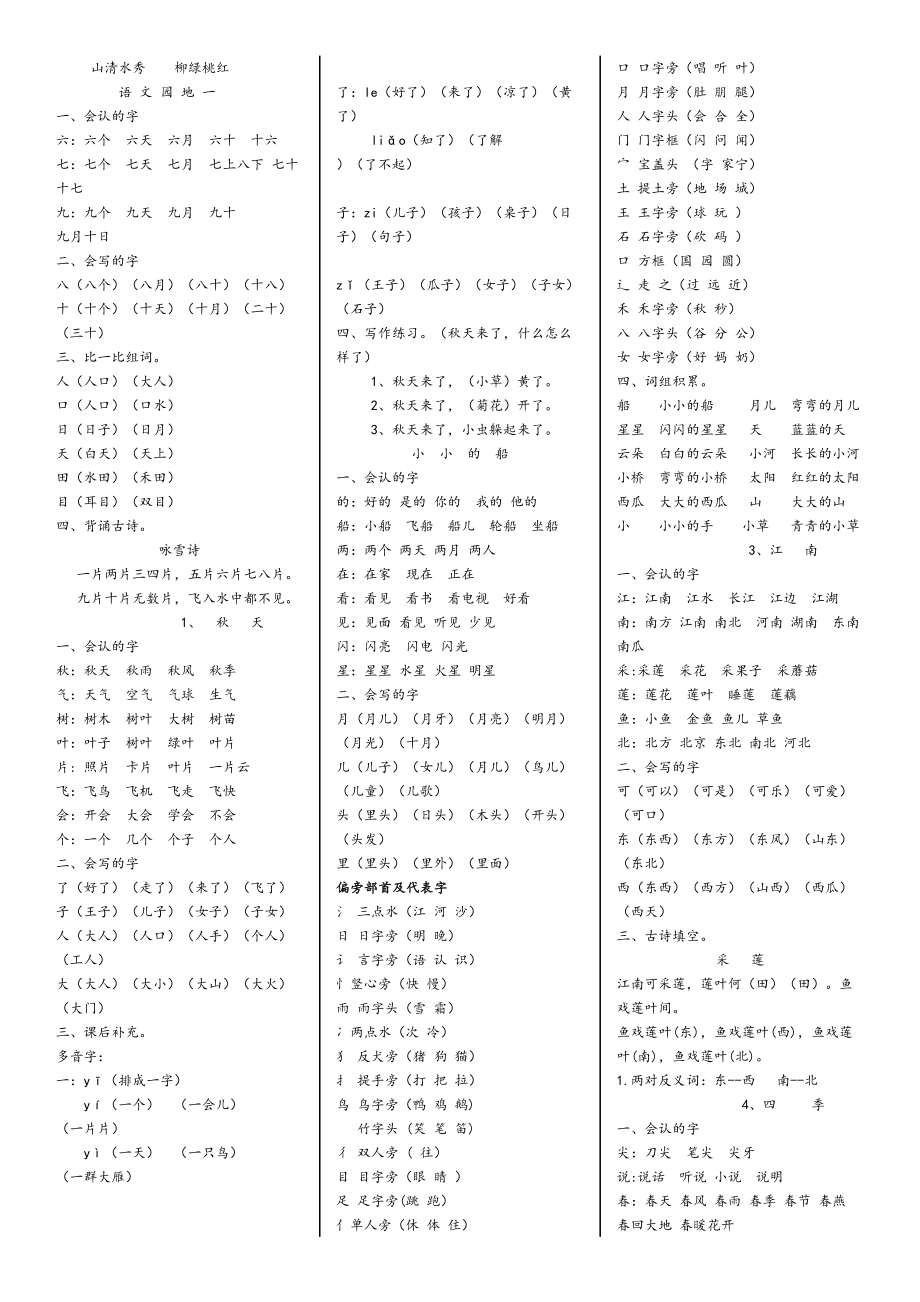 部编版语文一年级上册-总复习资料(DOC 6页).doc_第2页