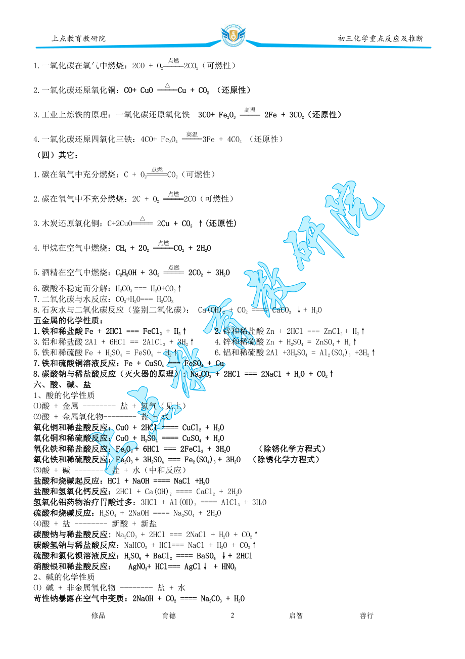 九年级化学方程式汇总及相关知识点.pdf_第2页