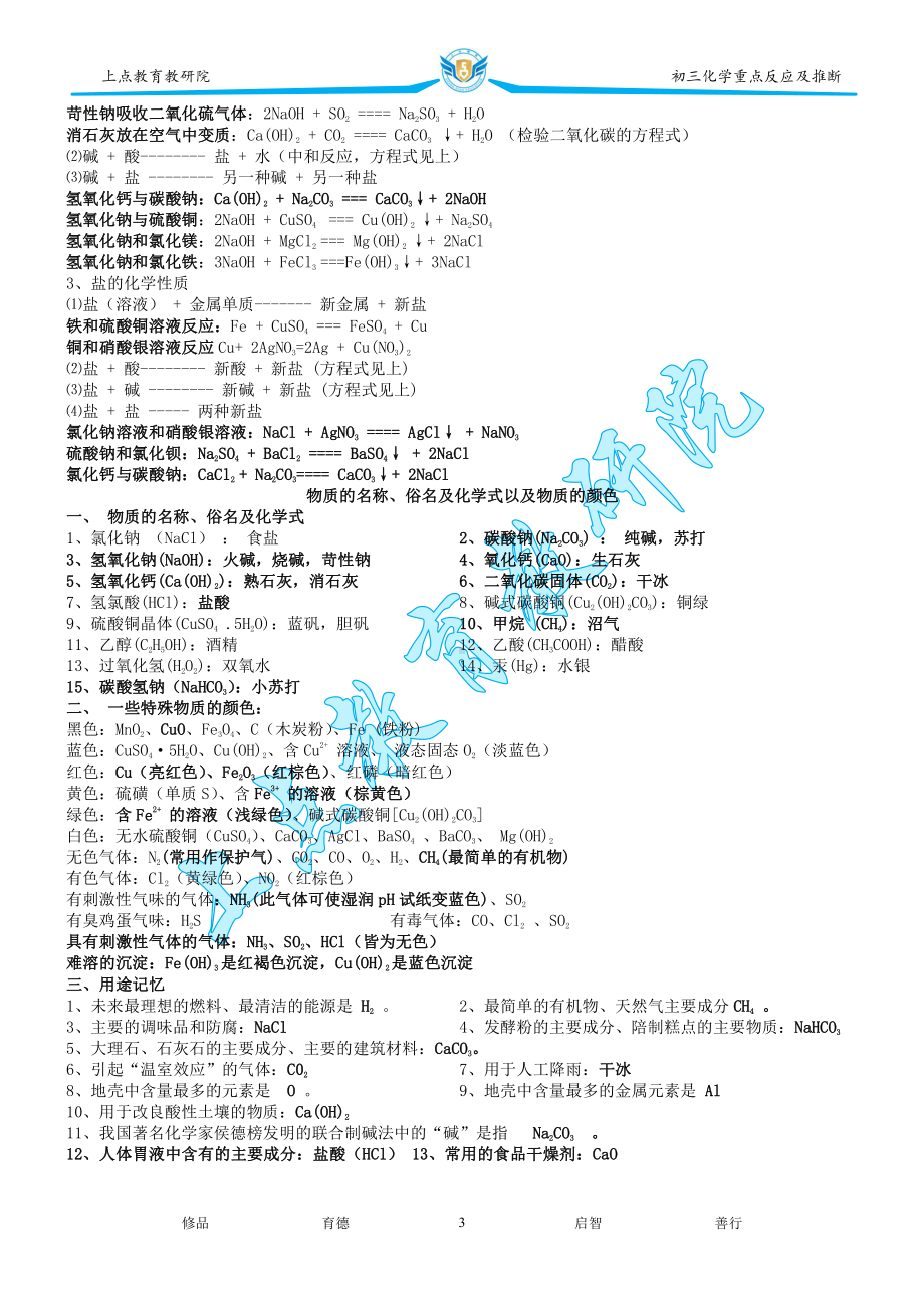 九年级化学方程式汇总及相关知识点.pdf_第3页