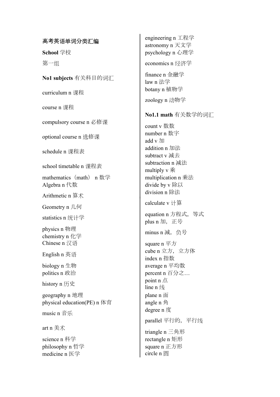 高考英语单词分类汇编(DOC 26页).doc_第1页