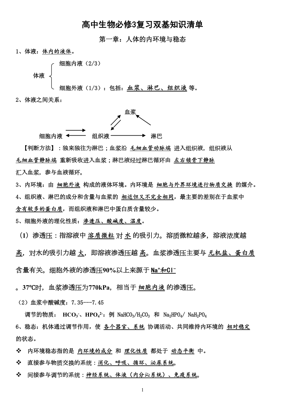 高中生物必修三基础知识清单讲解(DOC 14页).doc_第1页