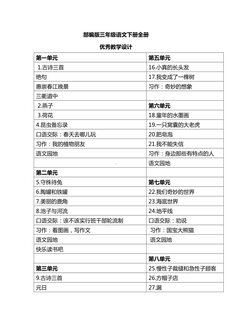 部编版三年级下册语文全册优秀教学设计(DOC 217页).doc_第1页