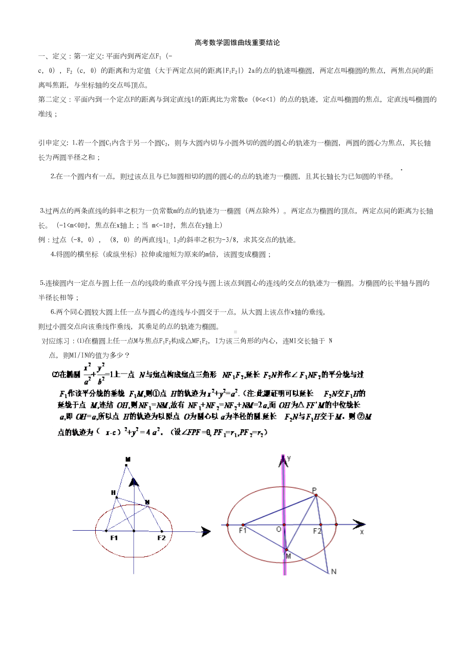 高考数学中圆锥曲线重要结论的最全总结概要(DOC 16页).doc_第1页