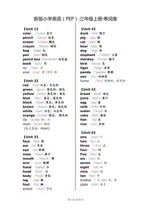 新版PEP小学英语词表(带音标标黑白体)汇总(DOC 10页).doc