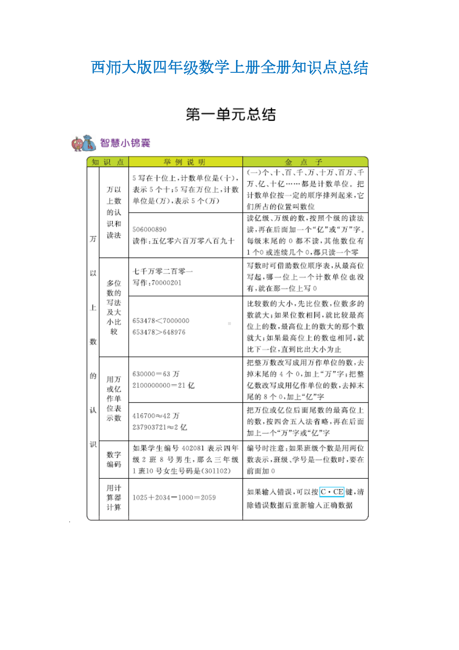 西师大版四年级数学上册全册知识点总结(DOC 8页).docx_第1页