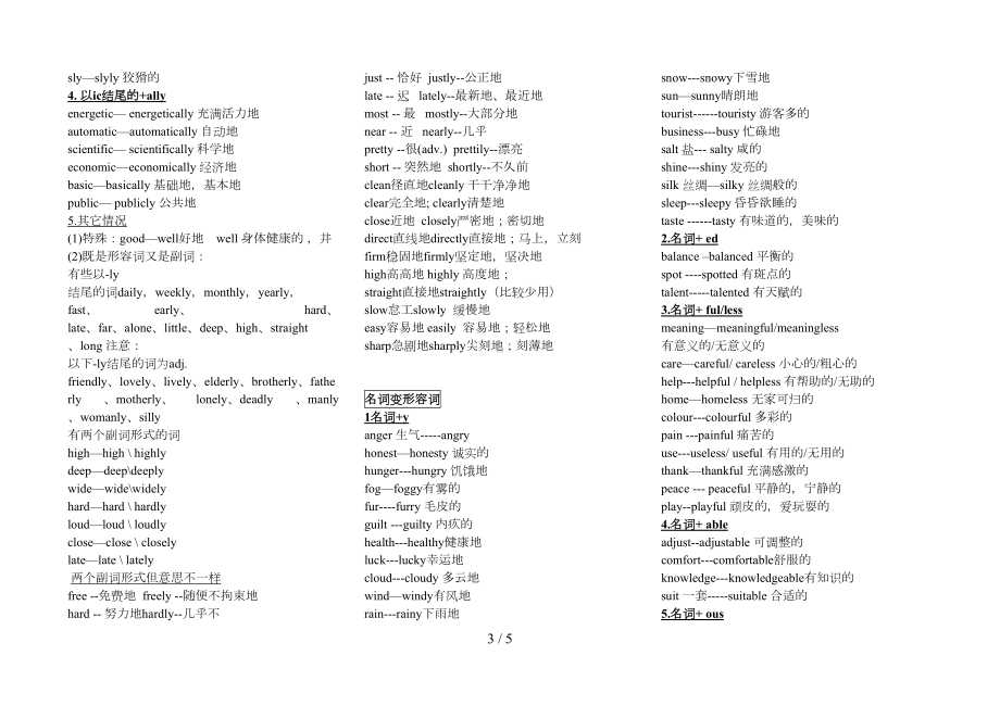 高考一轮复习英语词性转换总结与归纳(背诵)(DOC 5页).docx_第3页