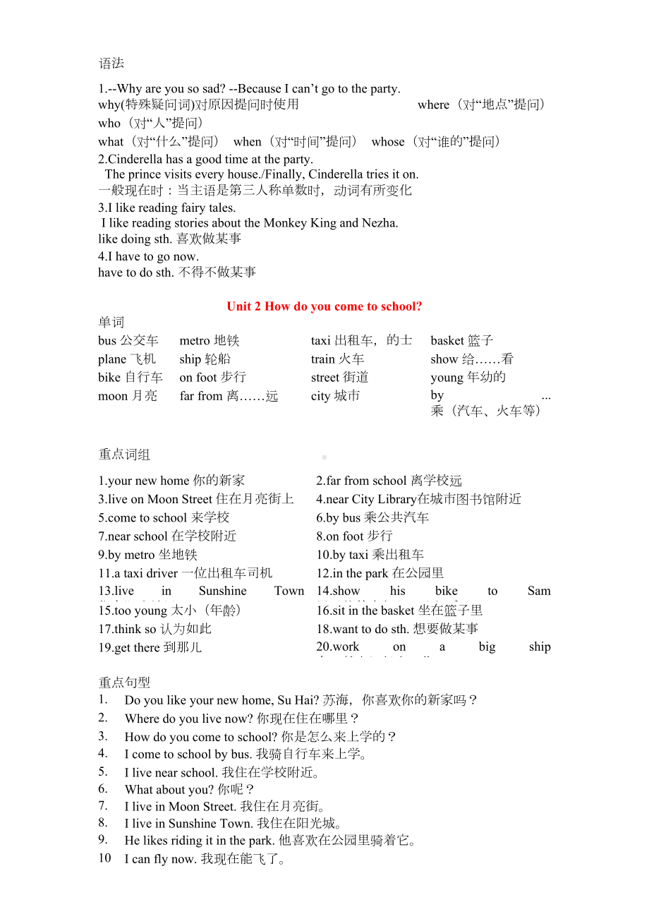 译林版英语五年级下学期全册各单元知识点复习资料(DOC 10页).docx_第2页