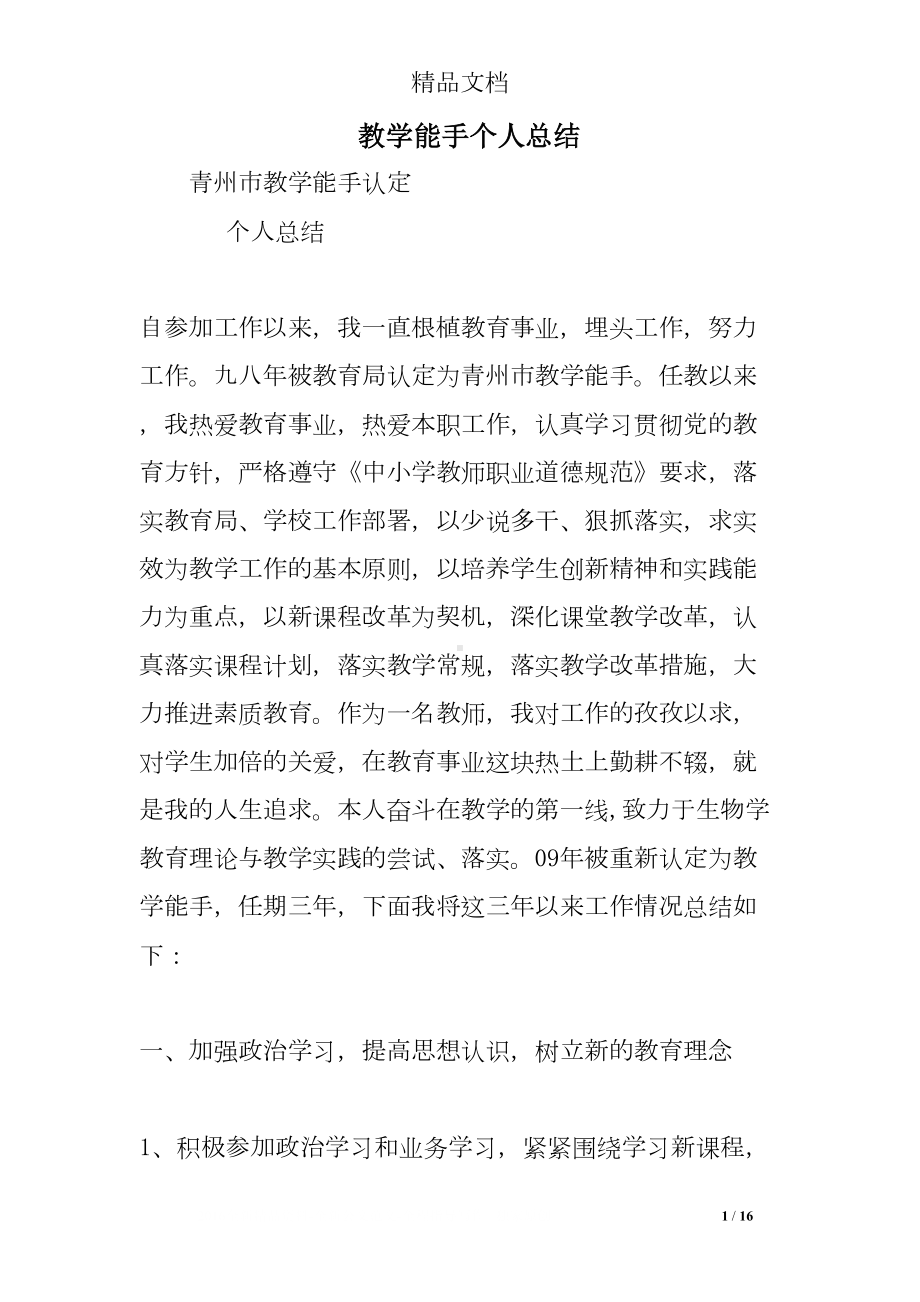 教学能手个人总结(DOC 16页).doc_第1页