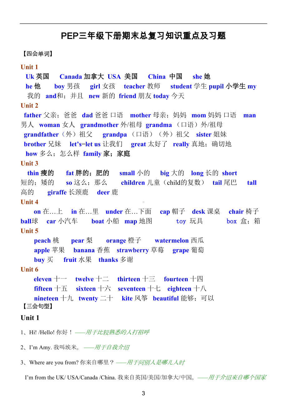 新版人教版pep小学英语3至6年级知识点归纳(DOC 45页).doc_第3页