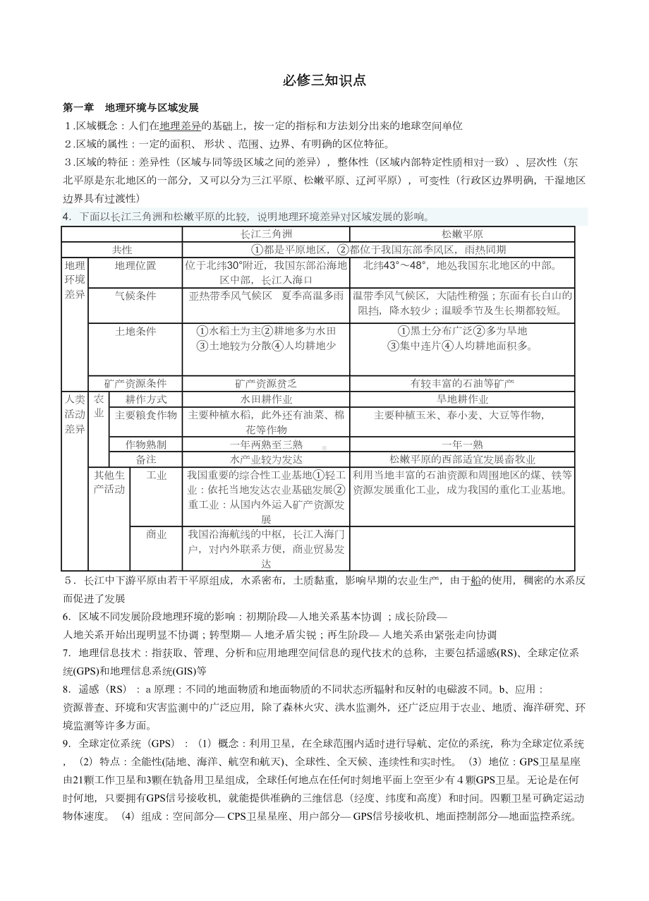 高中地理必修三复习提纲汇总(DOC 7页).doc_第1页