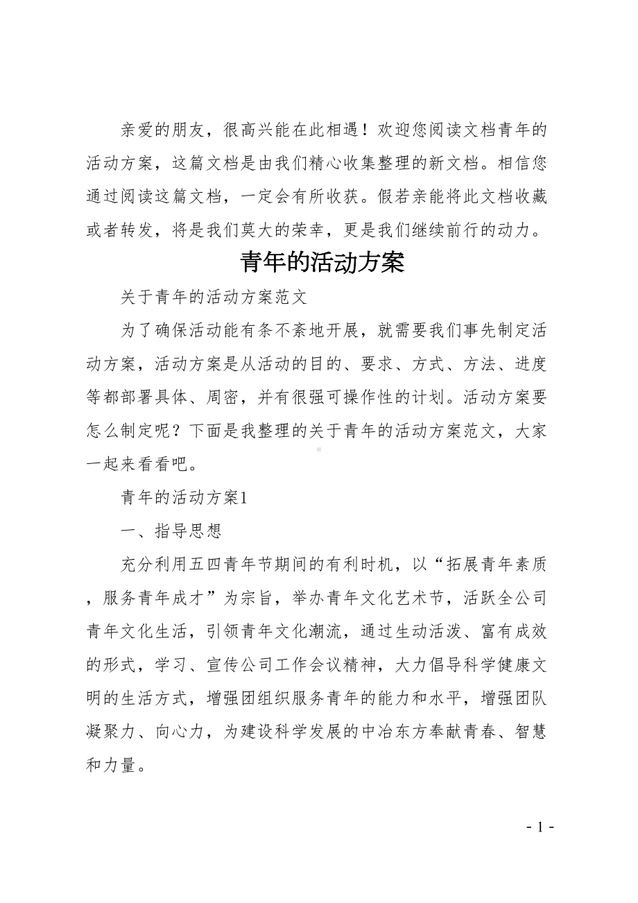 青年的活动方案(DOC 12页).doc_第1页