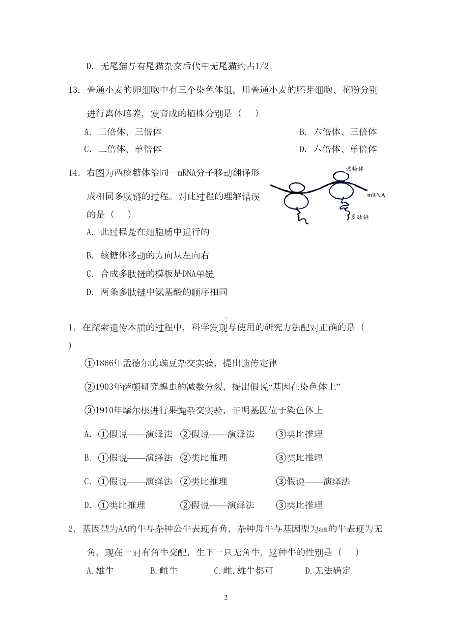 遗传经典试题(DOC 20页).doc_第2页