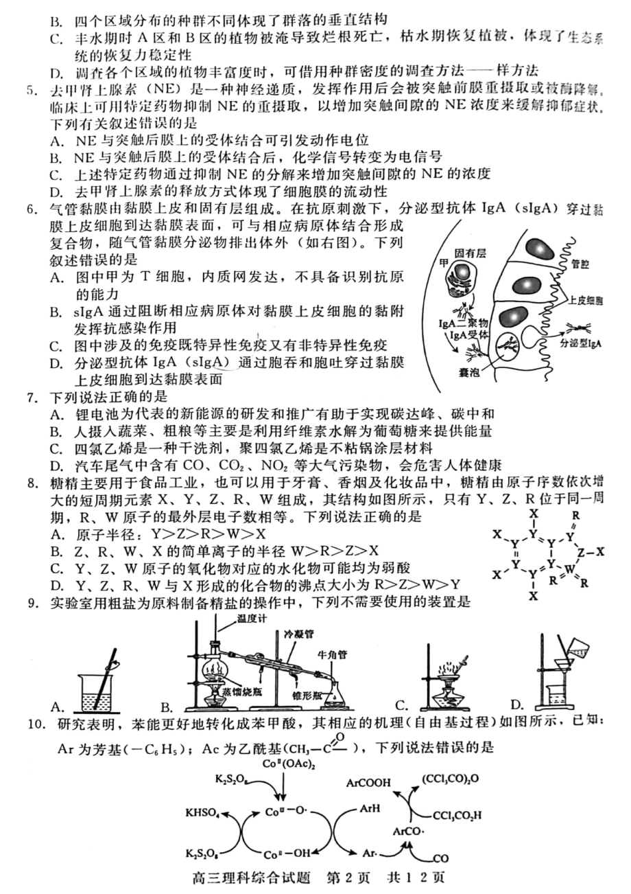 山西省吕梁市2023届高三第二次模拟理科综合试卷+答案.pdf_第2页