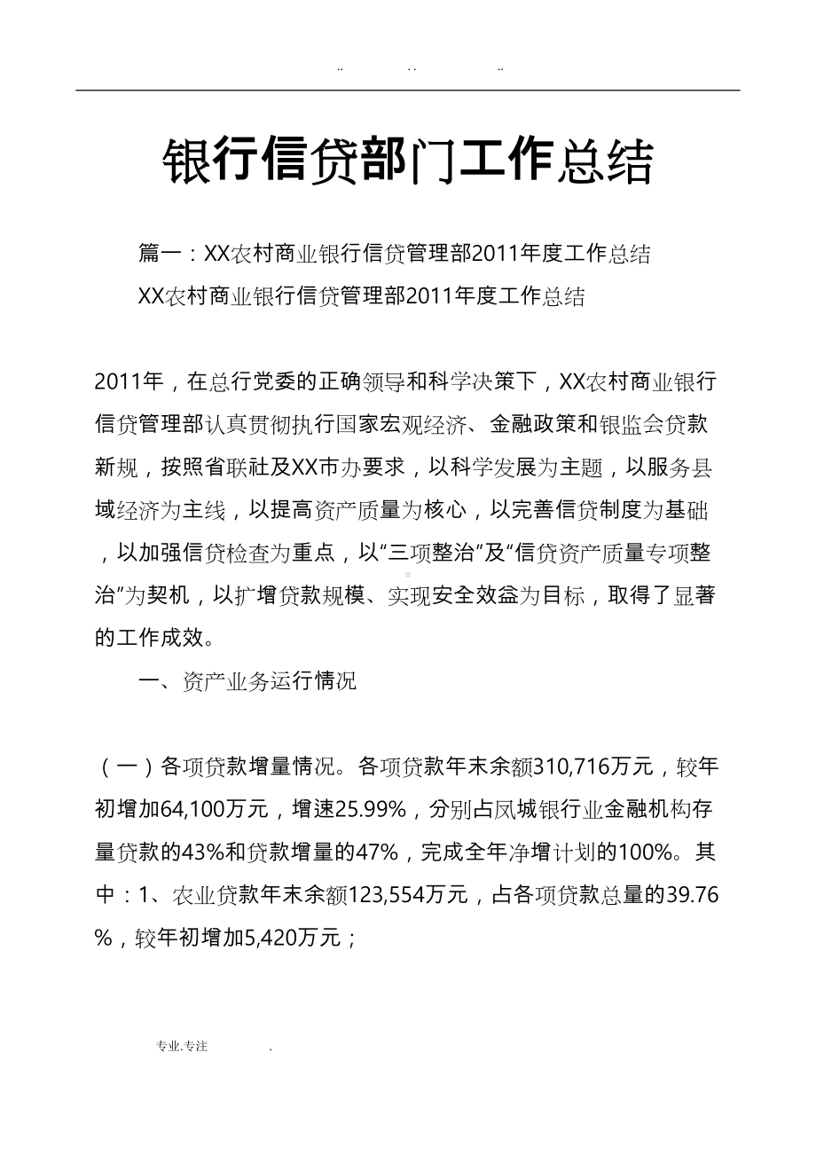 银行信贷部门工作计划总结(DOC 16页).doc_第1页