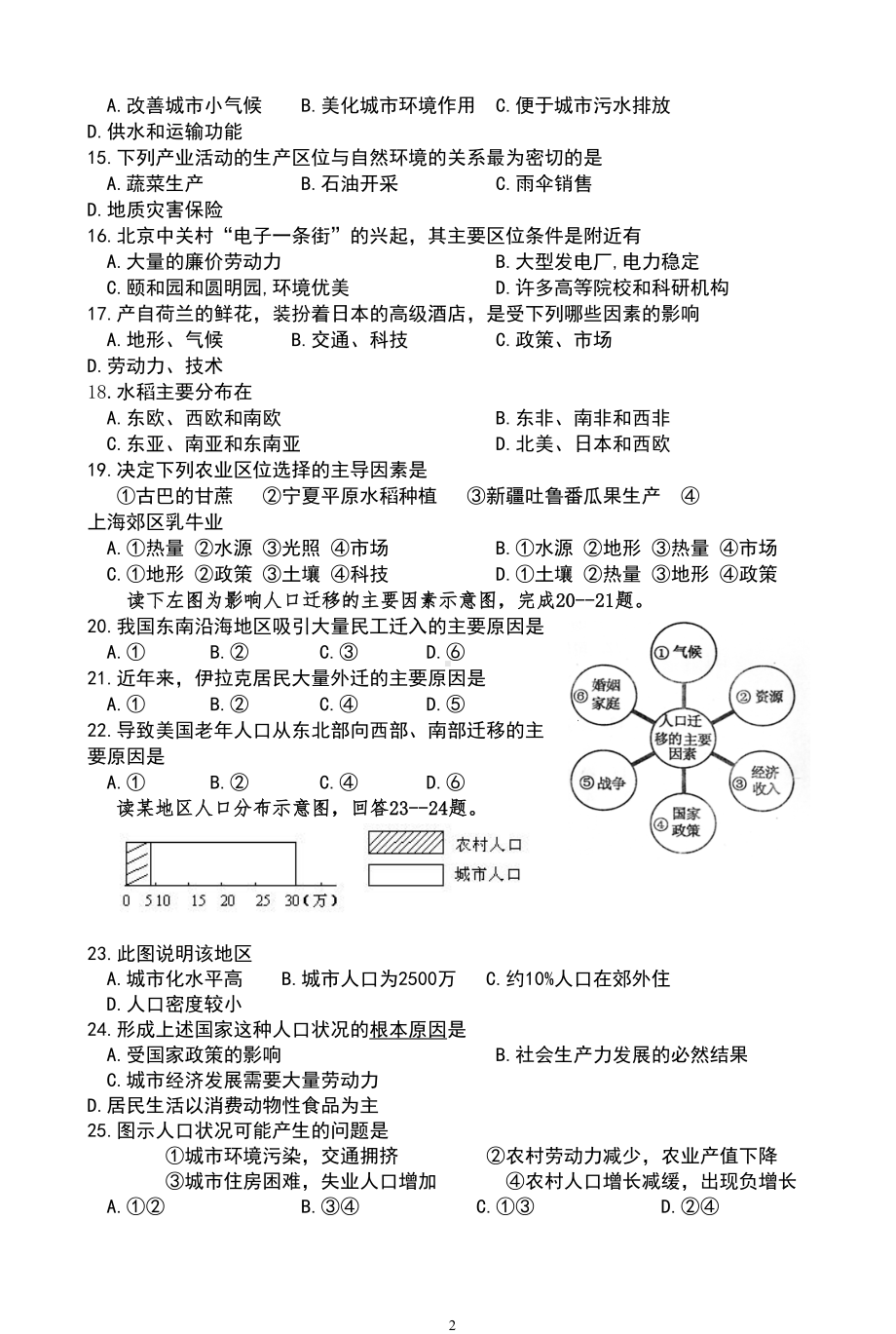 高一地理必修二期中试题(DOC 7页).doc_第2页