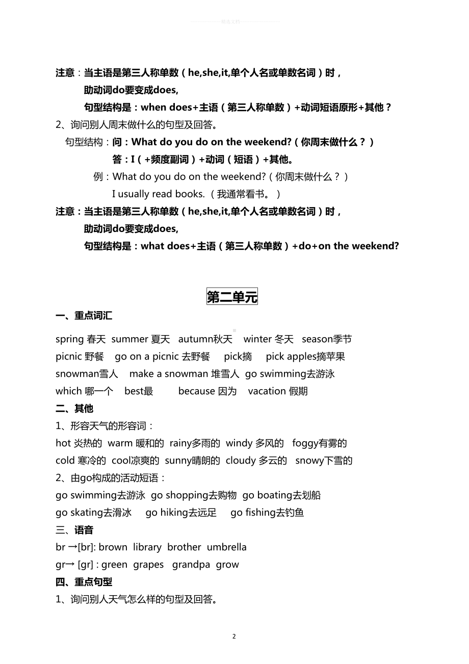 新版PEP五年级英语下册期末复习资料及考试试题(DOC 22页).docx_第2页