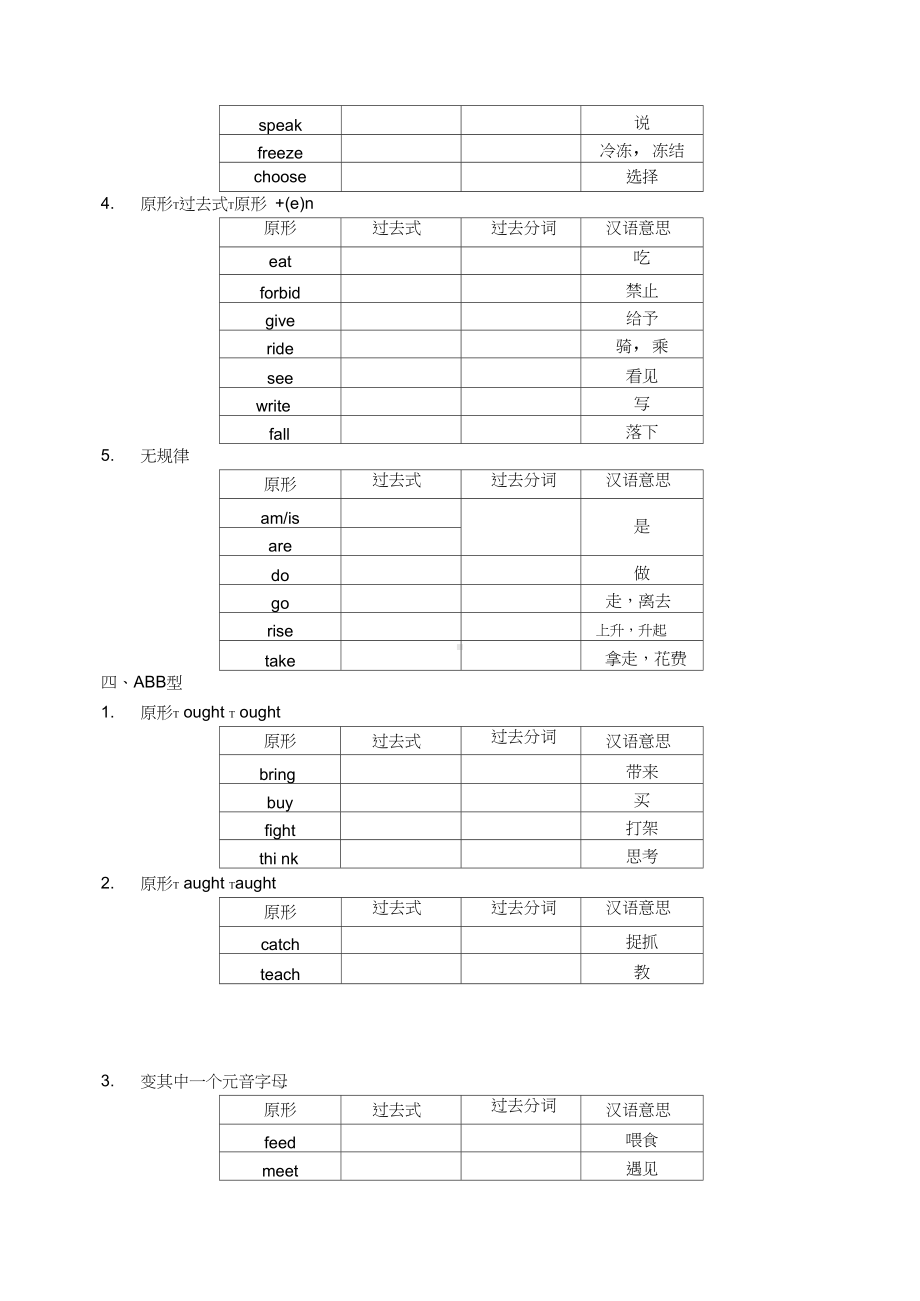 高考常考的不规则动词的过去式和过去分词测试题(DOC 8页).docx_第2页