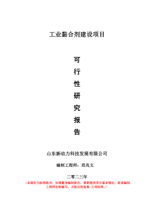 重点项目工业黏合剂建设项目可行性研究报告申请立项备案可修改案例.doc