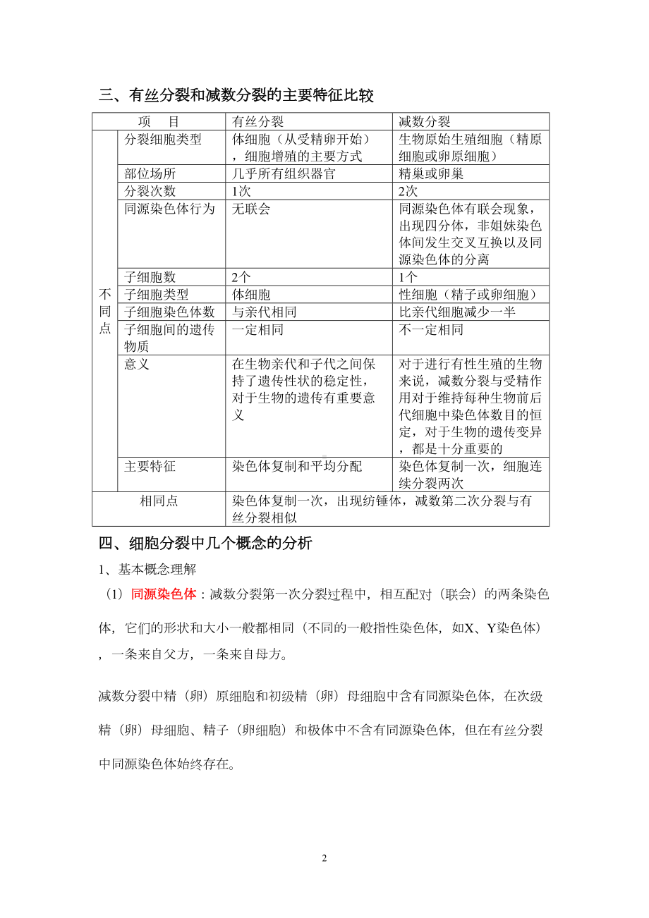 高考生物知识点复习：有丝分裂与减数分裂解析(DOC 5页).doc_第2页