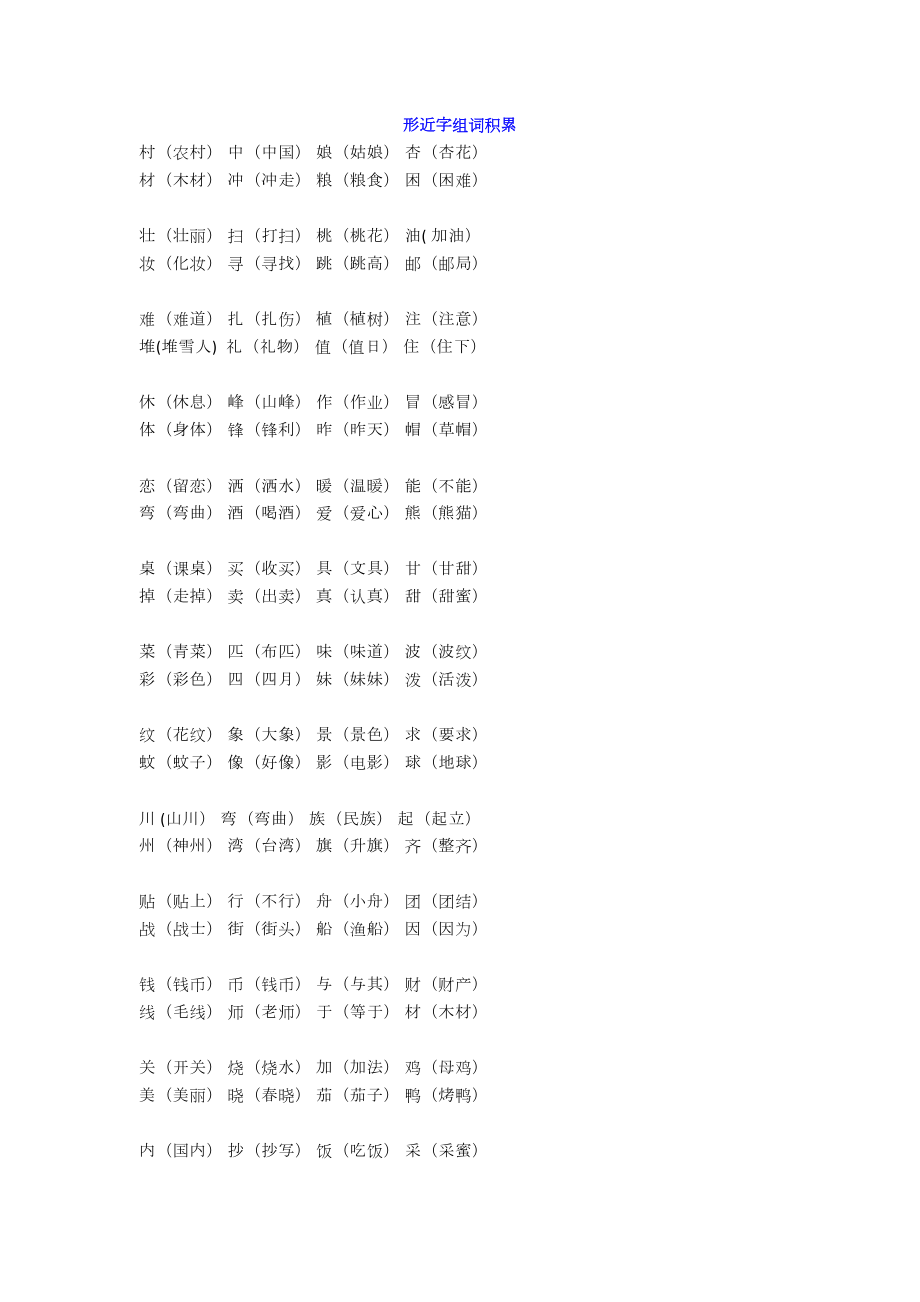 部编版二年级语文下册形近字组词积累及练习题(DOC 4页).docx_第1页