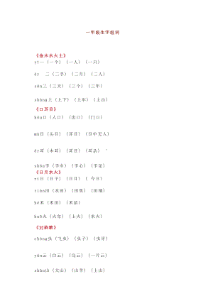 部编版一年级语文上册生字组词及课文背诵汇总(DOC 10页).doc