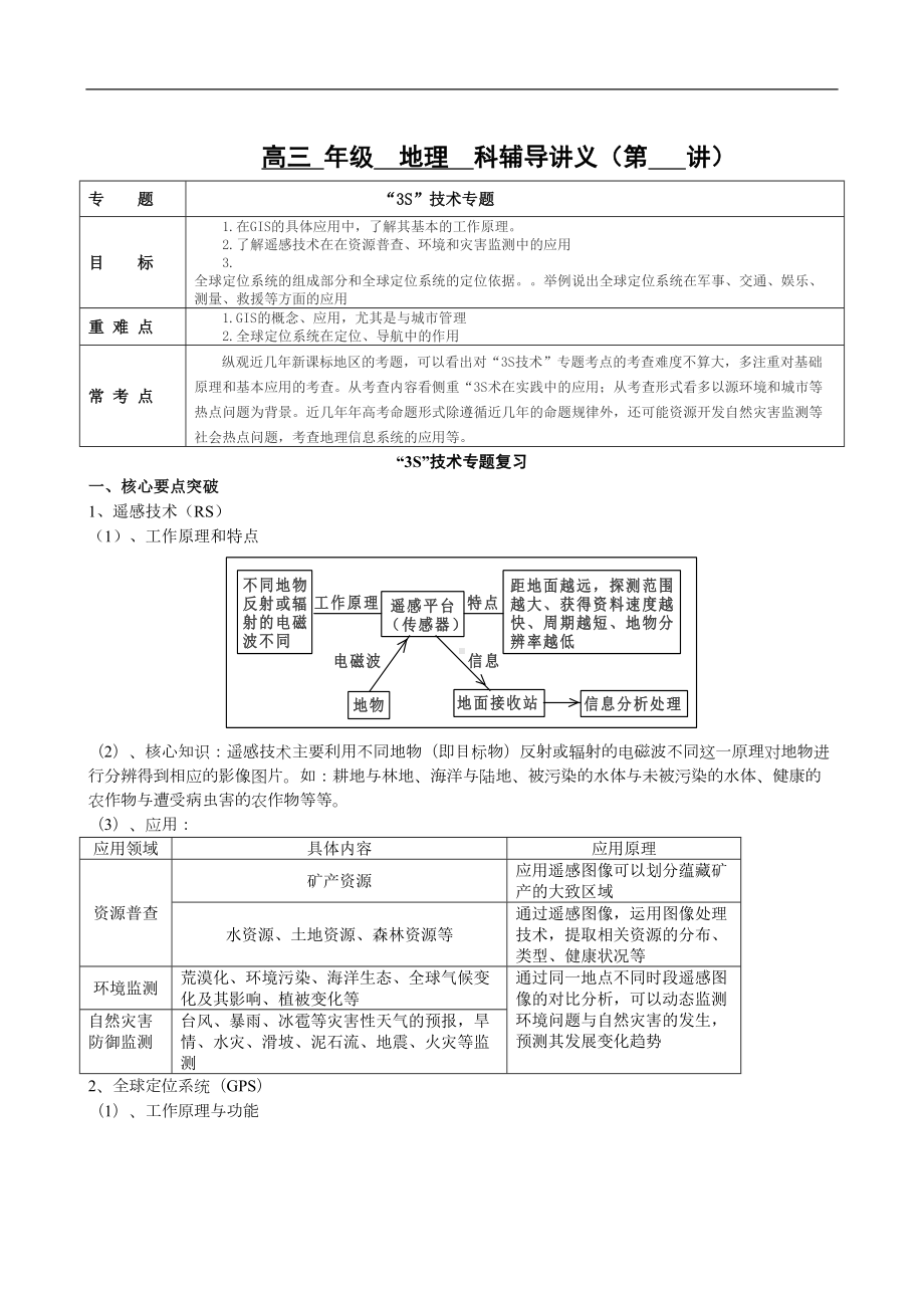 高三地理专题-3S技术专题复习资料(DOC 14页).doc_第1页