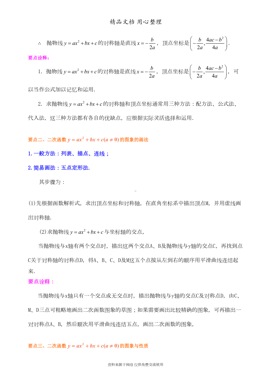 苏教版九年级下册数学[二次函数y=ax2+bx+c(a≠0)的图象与性质—知识点整理及重点题型梳理](提高)(DOC 8页).doc_第2页