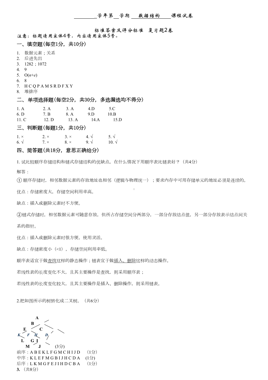 青岛XX大学数据结构复习题2期末试题及参考答案(DOC 6页).doc_第3页