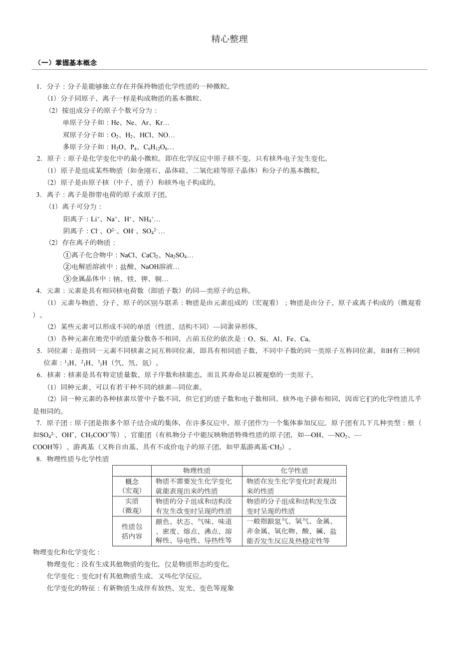 重点高中化学概念大全(DOC 9页).doc_第1页