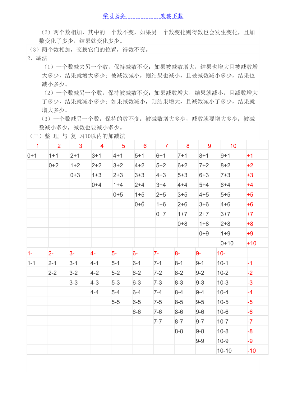 西师版一年级上册数学知识点完整版(DOC 5页).docx_第3页