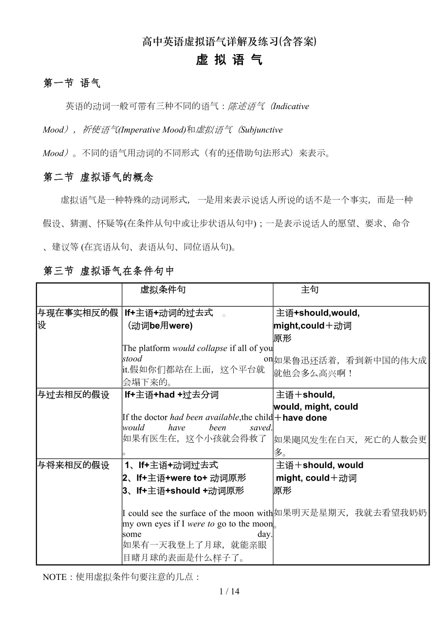 高中英语虚拟语气详解及练习(含答案)(DOC 12页).doc_第1页