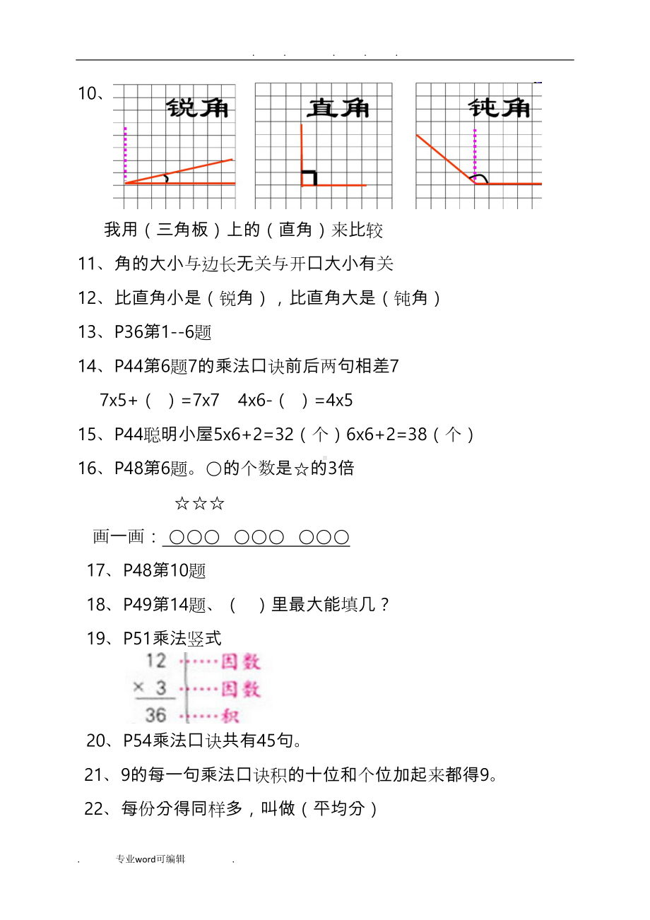 青岛版二年级数学上复习知识点汇总(DOC 5页).doc_第2页