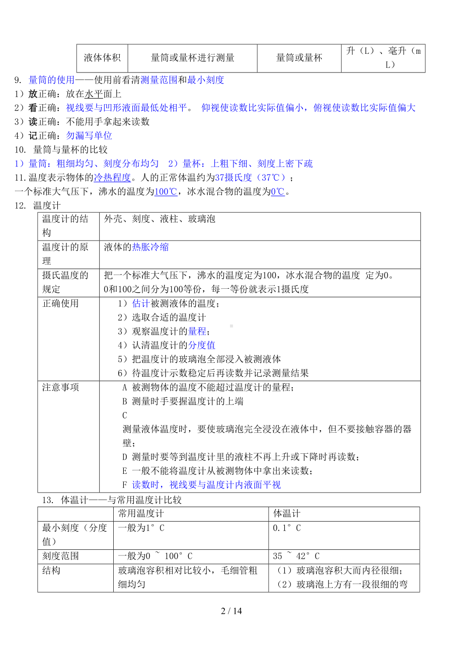 浙教版七年级上科学知识点大全(完美打印版)(DOC 14页).doc_第2页