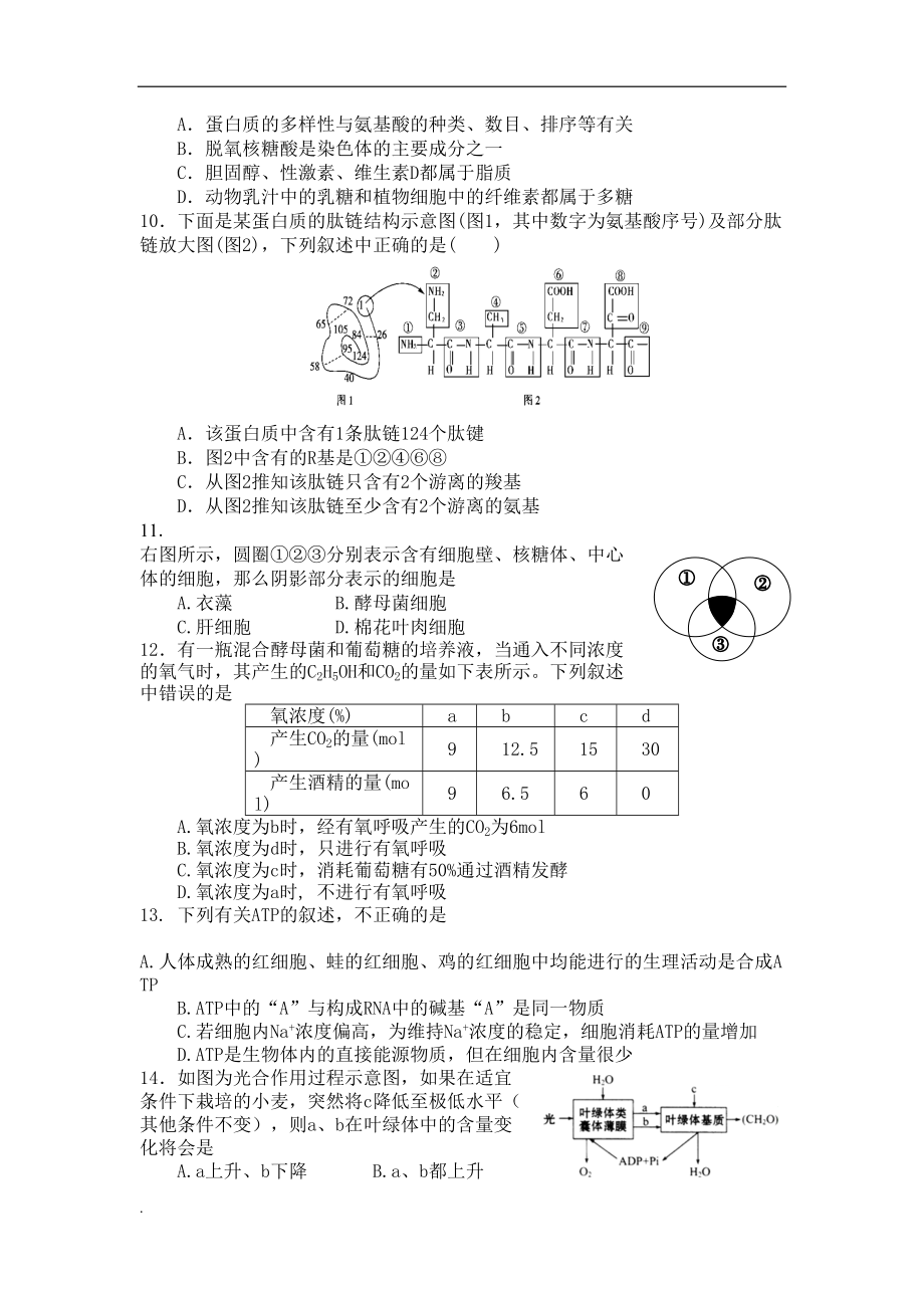 高二生物必修一必修二综合测试题(修订版)(DOC 8页).doc_第2页