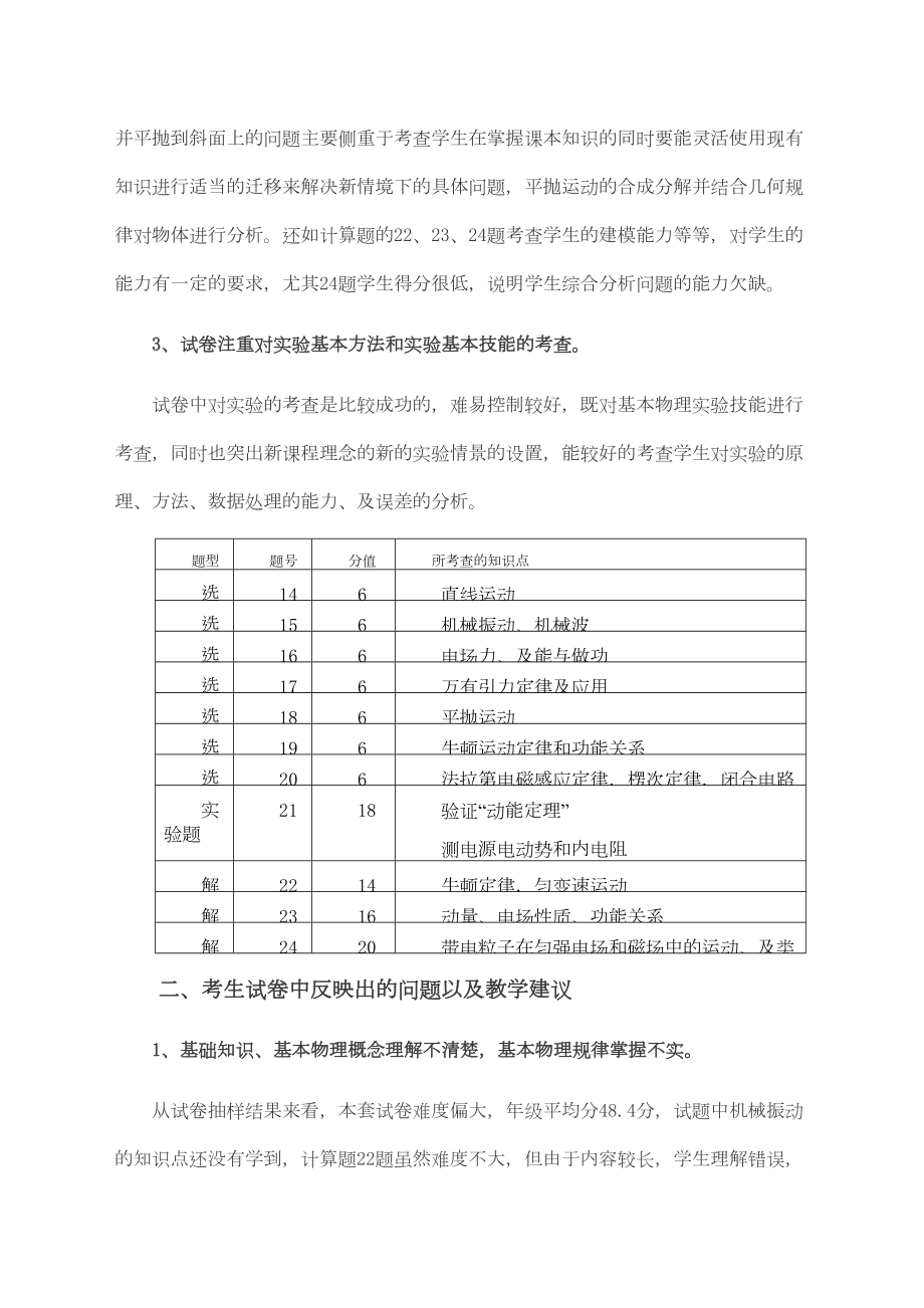 高三物理模拟考试试卷分析(DOC 5页).docx_第2页