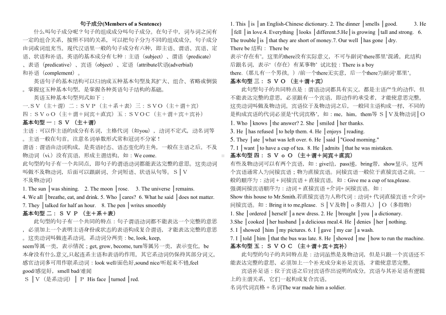 高中英语句子结构成分分析直接打印版(DOC 6页).doc_第1页