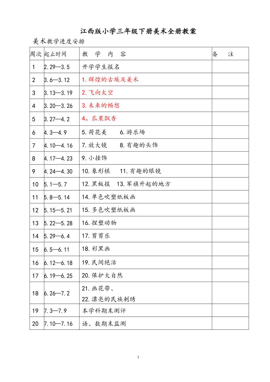 江西版小学三年级下册美术教案完整版(DOC 41页).doc_第1页